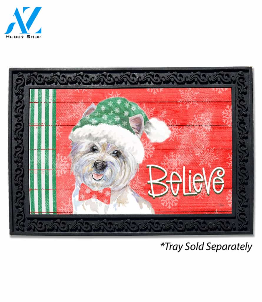 Holiday Pups Believe Westie Doormat - 18" x 30"