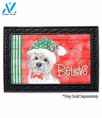 Holiday Pups Believe Westie Doormat - 18" x 30"