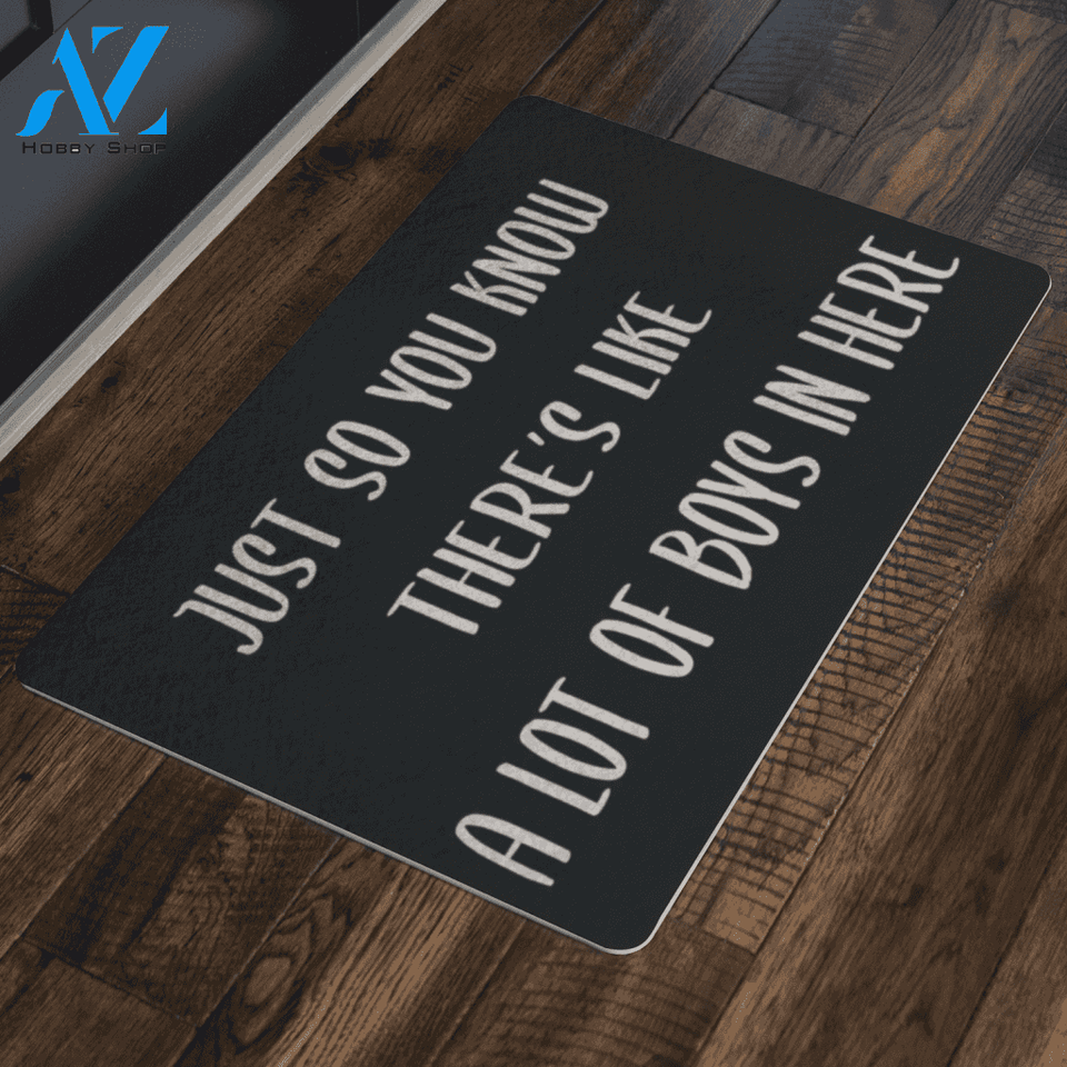 HOME DECOR DOORMAT A LOT OF BOYS IN HERE BLACK | Welcome Mat | House Warming Gift