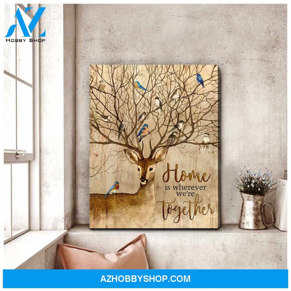 Home Deer and Bird Canvas Wall Art Decor