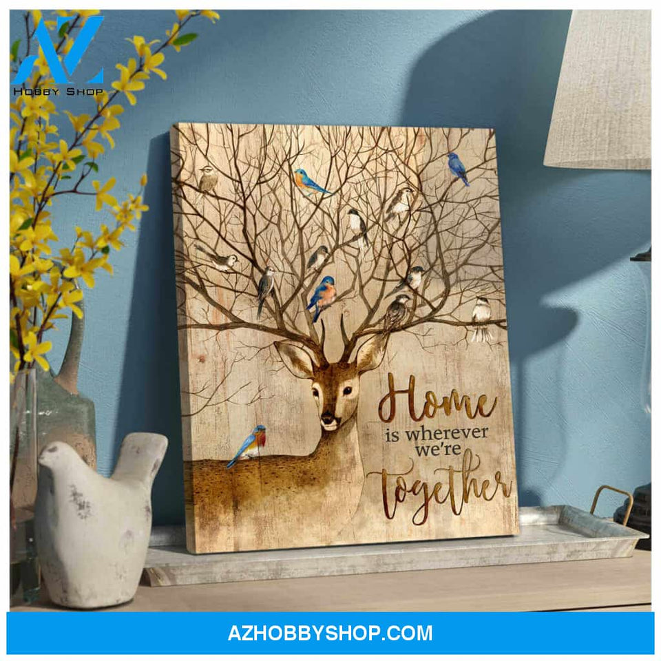 Home Deer and Bird Canvas Wall Art Decor