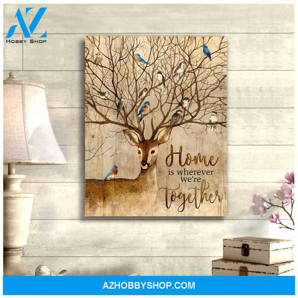 Home Deer and Bird Canvas Wall Art Decor