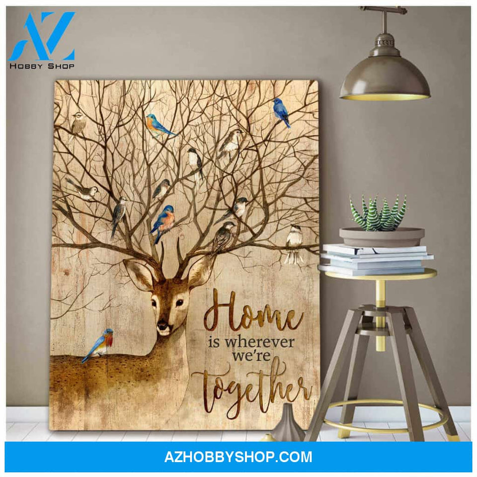 Home Deer and Bird Canvas Wall Art Decor