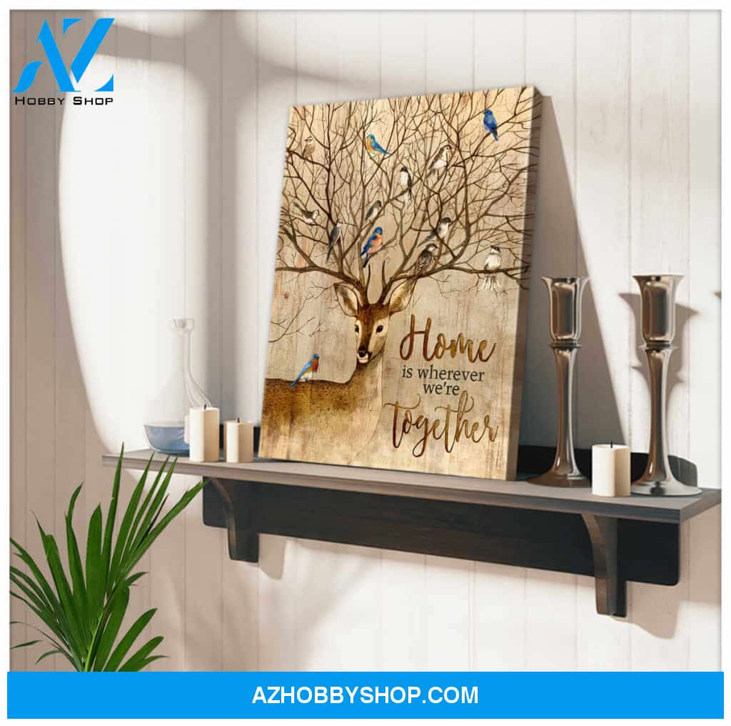 Home Deer and Bird Canvas Wall Art Decor