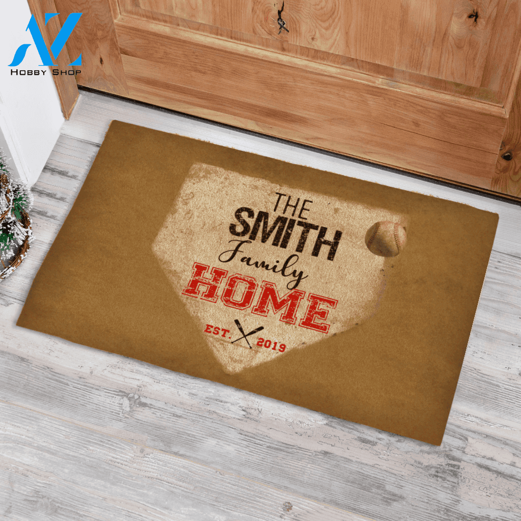Home Doormat Customize Family Name Personalized Gift For Baseball Fans HQ