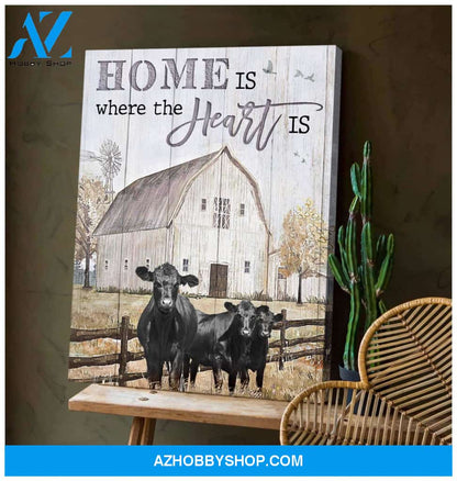 Home Is Cow Wall Art Canvas