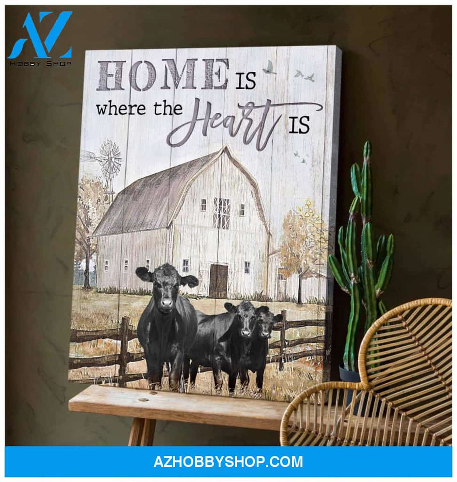Home Is Cow Wall Art Canvas