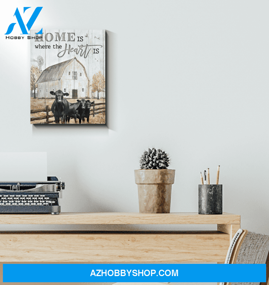 Home Is Cow Wall Art Canvas