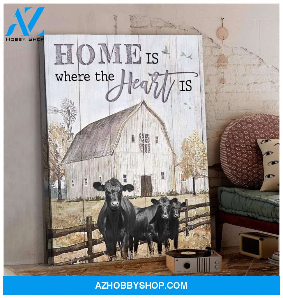 Home Is Cow Wall Art Canvas