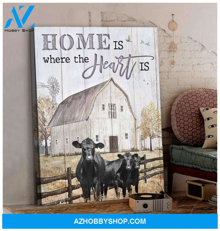 Home Is Cow Wall Art Canvas