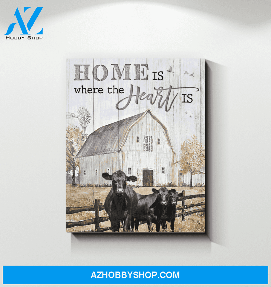 Home Is Cow Wall Art Canvas