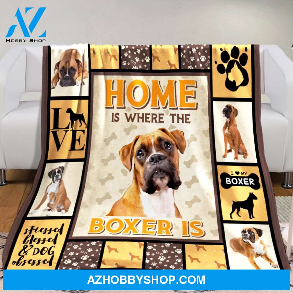 Home Is Where Boxer Is Blanket Gift For Dog Lovers Birthday Gift Home Decor Bedding Couch Sofa Soft and Comfy Cozy