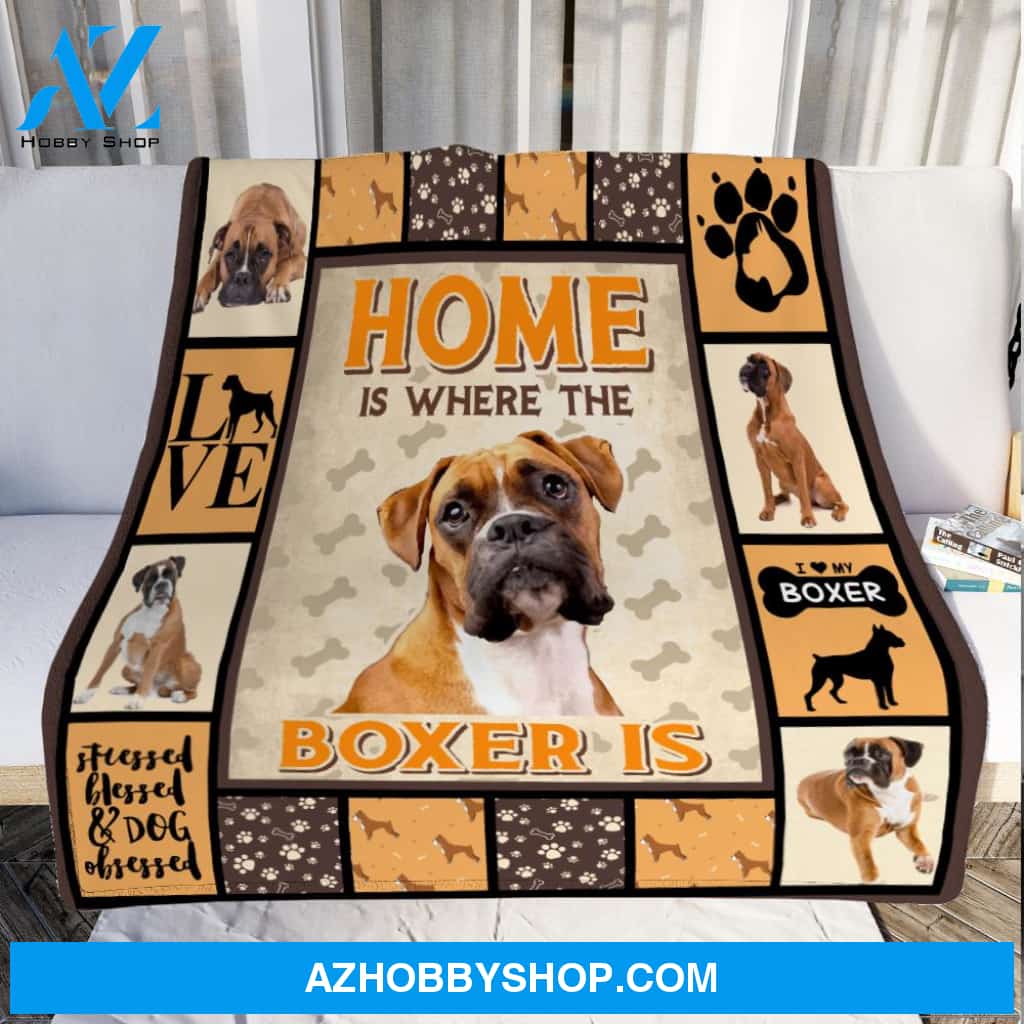 Home Is Where Boxer Is Blanket Gift For Dog Lovers Birthday Gift Home Decor Bedding Couch Sofa Soft and Comfy Cozy