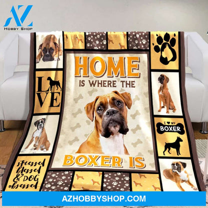 Home Is Where Boxer Is Blanket Gift For Dog Lovers Birthday Gift Home Decor Bedding Couch Sofa Soft and Comfy Cozy