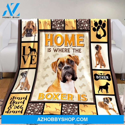 Home Is Where Boxer Is Blanket Gift For Dog Lovers Birthday Gift Home Decor Bedding Couch Sofa Soft and Comfy Cozy