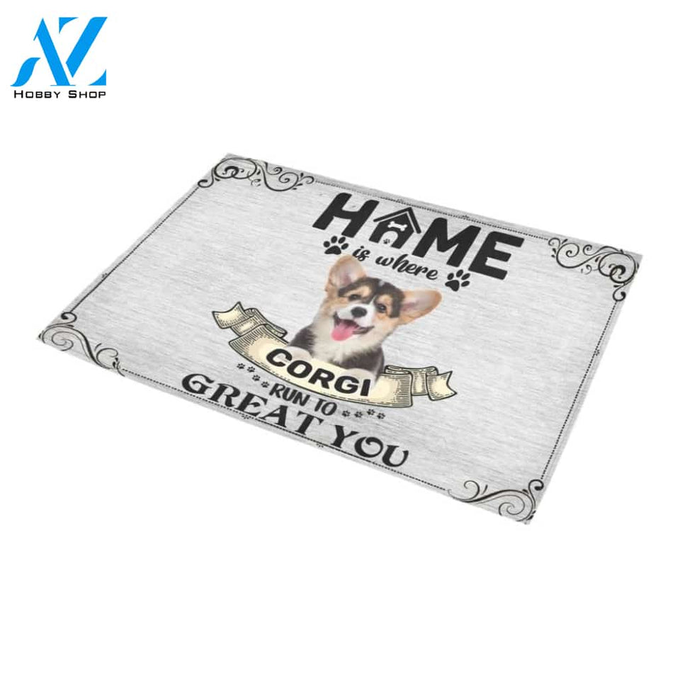 Home Is Where Corgi Run To Great You Printed Doormat Home Decor