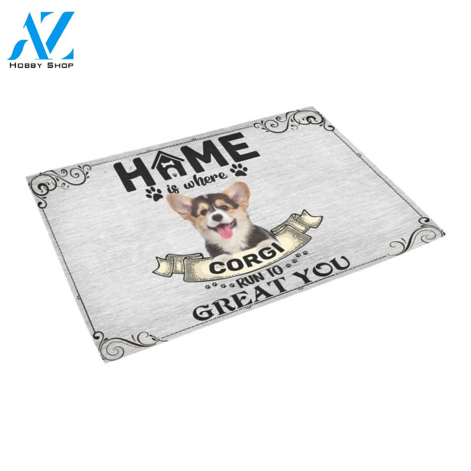 Home Is Where Corgi Run To Great You Printed Doormat Home Decor