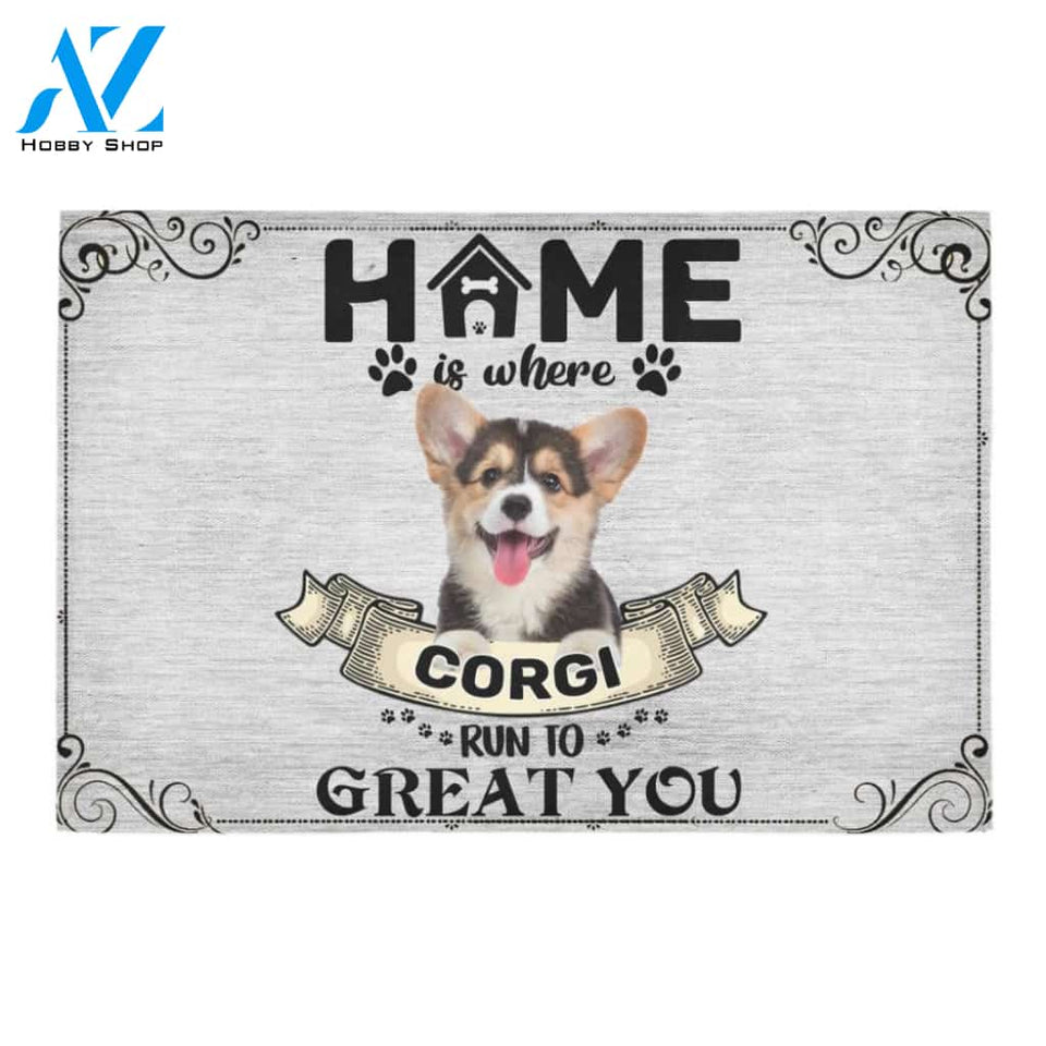 Home Is Where Corgi Run To Great You Printed Doormat Home Decor