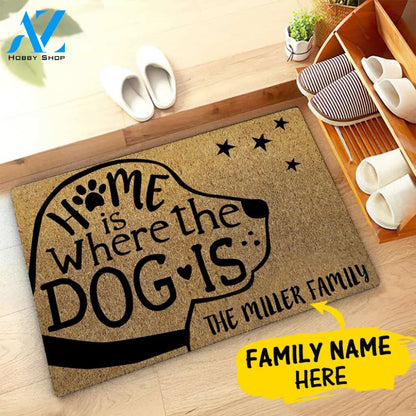Home Is Where Dog Is Family Name Custom Doormat Personalized Doormat Housewarming Gift Custom Welcome Mat