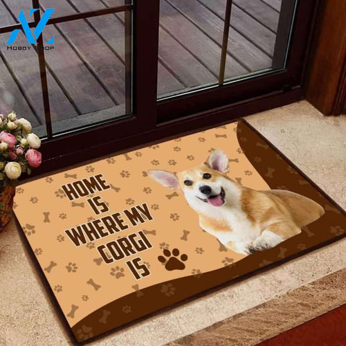 Home Is Where My Corgi Is Doormat Indoor And Outdoor Mat Entrance Rug Sweet Home Decor Housewarming Gift Gift For Friend Family Stem Feminist
