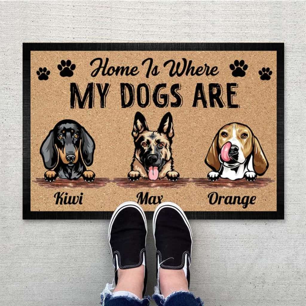 Home is Where My Dogs Are Doormat, Dog Lover Gift, Welcome Mats