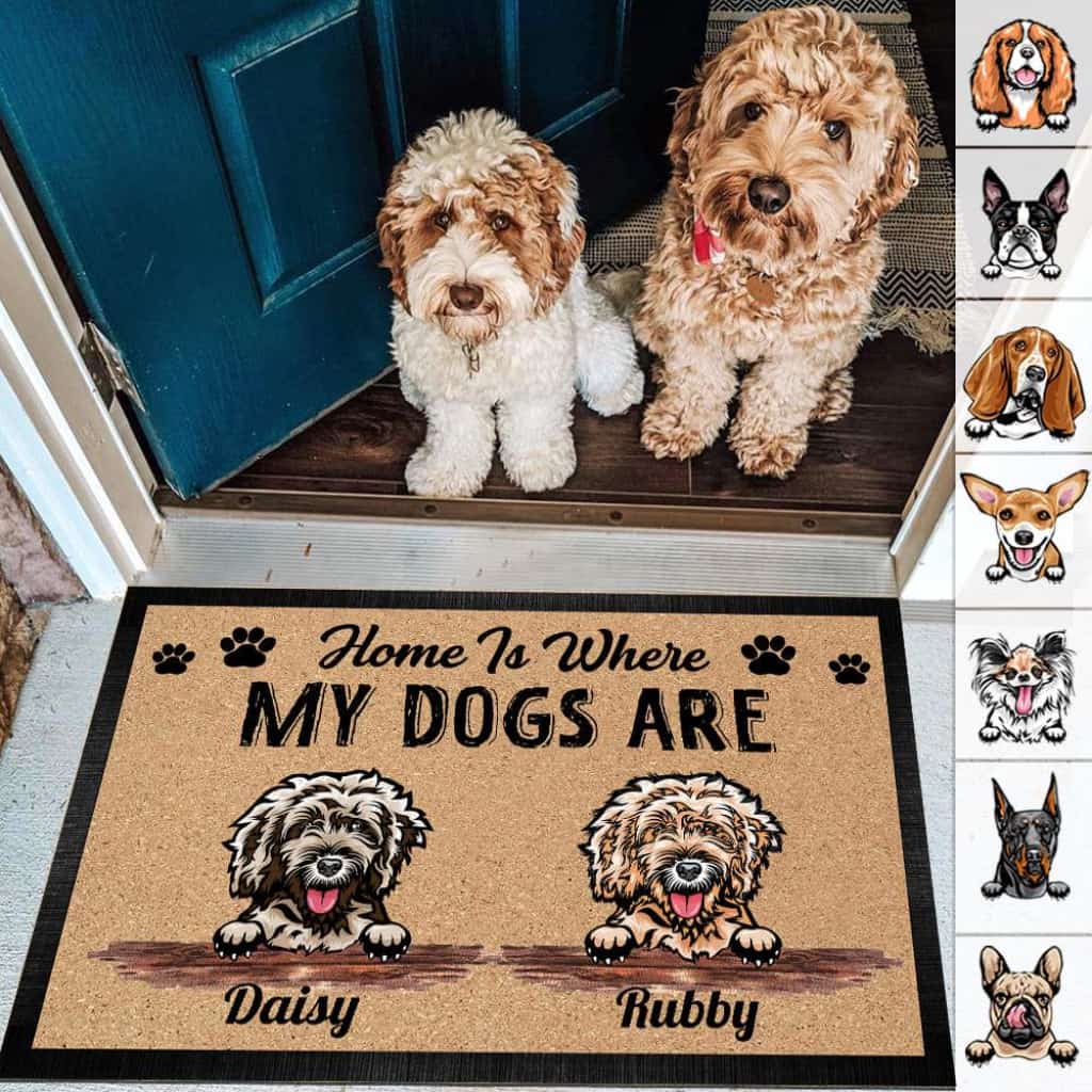 Home is Where My Dogs Are Doormat, Dog Lover Gift, Welcome Mats