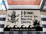 Home Is Where The Anchor Drops Personalized Doormat | Welcome Mat | House Warming Gift