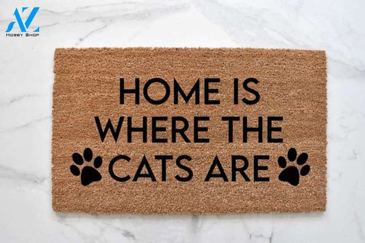 Home Is Where The Cats Are Doormat, Cat Doormat, Welcome Mat, Cute Doormat, Funny Doormat, Front Door Mat, Porch Decor, Doormat, Outdoor Rug