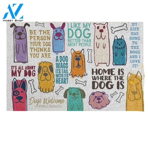 Home Is Where The Dog Is Doormat Welcome Mat House Warming Gift Home Decor Funny Doormat Gift Idea