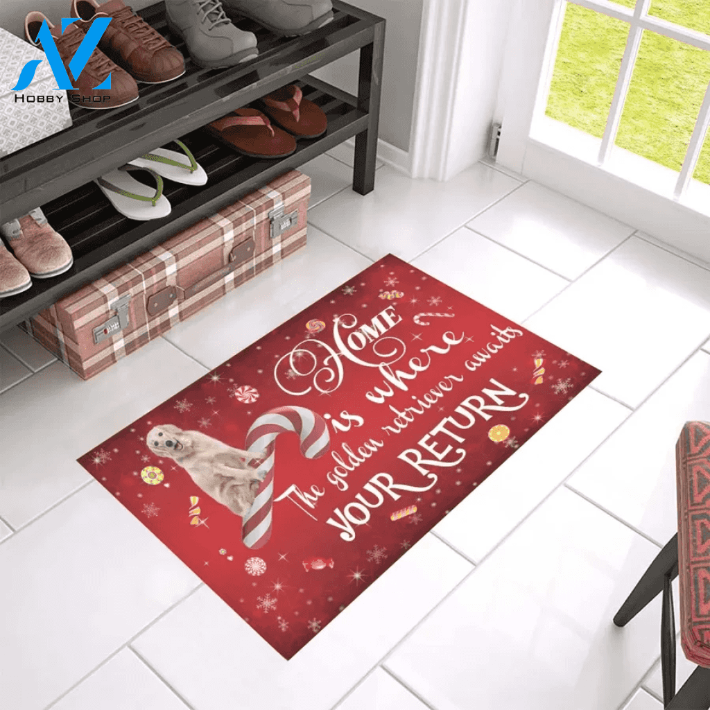 Home Is Where The Golden Retriever Awaits Your Return Doormat