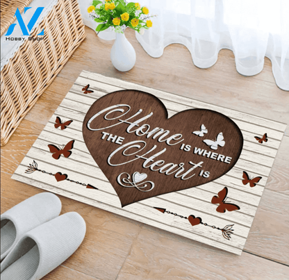 Home Is Where The Heart Is Butterfly Doormat Gift For Dog Lovers Birthday Gift Home Decor Warm House Gift Welcome Mat