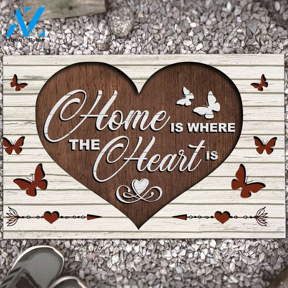 Home Is Where The Heart Is Butterfly Doormat Gift For Dog Lovers Birthday Gift Home Decor Warm House Gift Welcome Mat