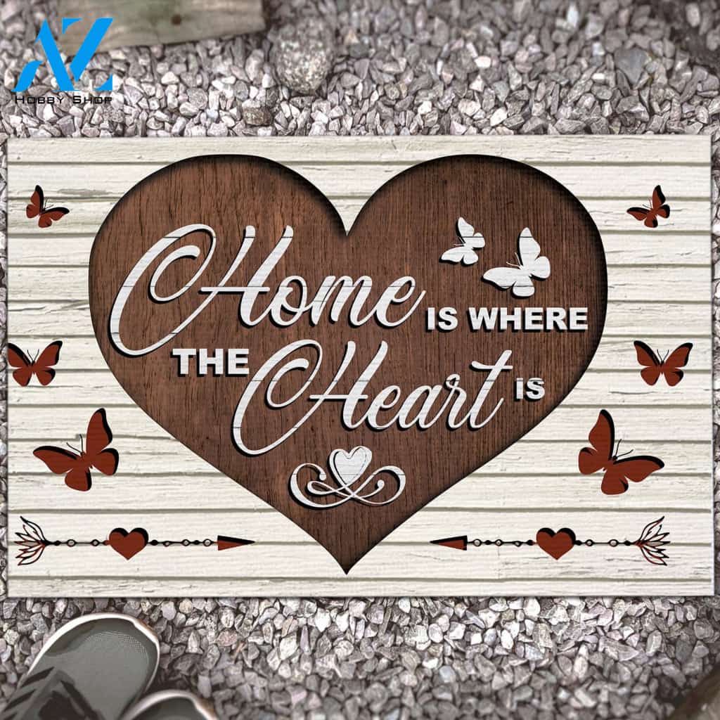 Home Is Where The Heart Is Butterfly Doormat Gift For Dog Lovers Birthday Gift Home Decor Warm House Gift Welcome Mat