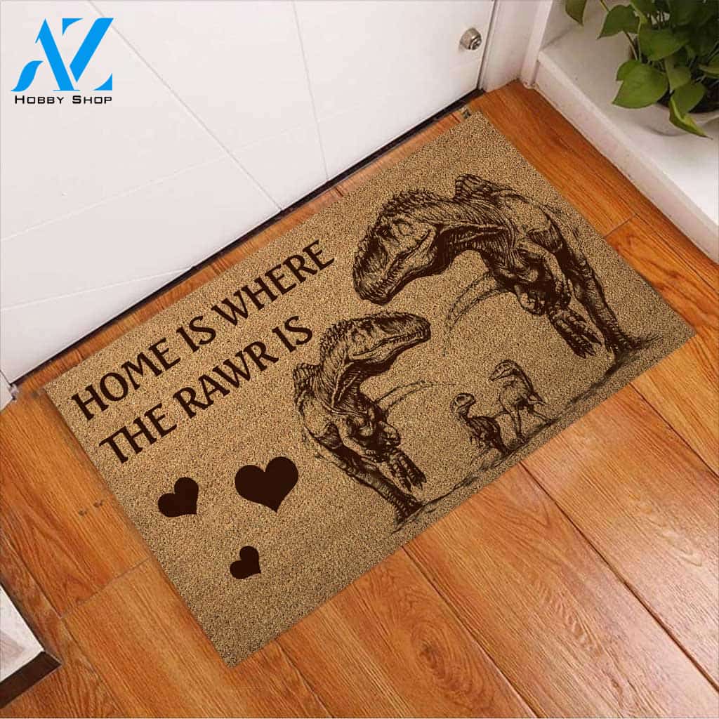 Home Is Where The Rawr Is - Dinosaur Doormat