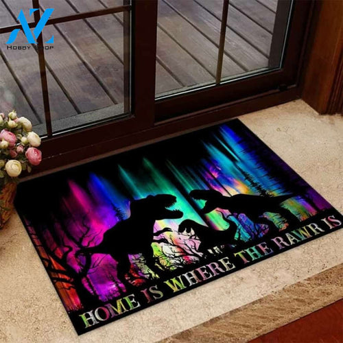 Home is Where The Rawr Is Dinosaur Doormat