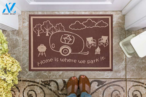 Home Is Where We Park It Doormat Welcome Mat Housewarming Gift Home Decor Funny Doormat Gift For Camping Lovers