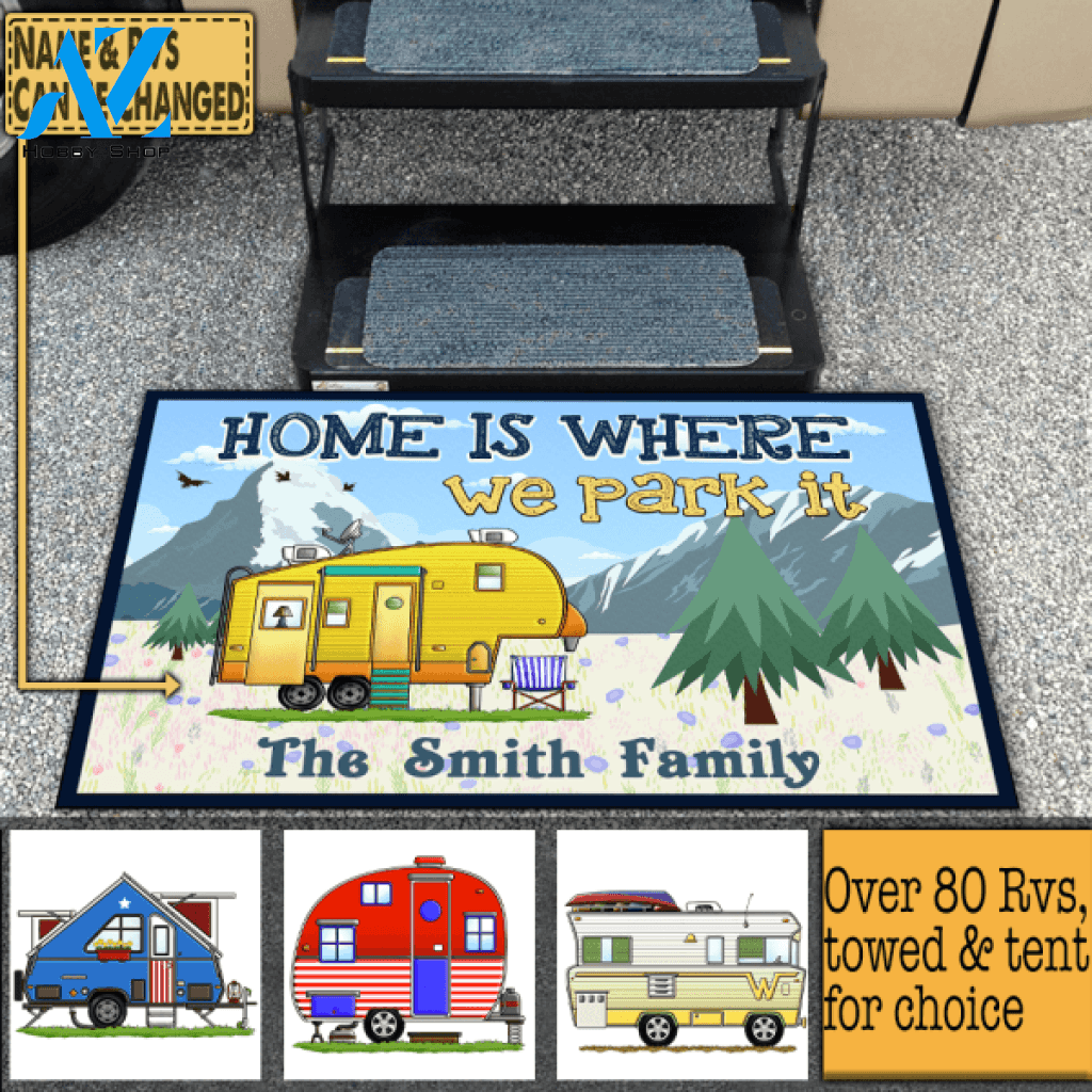 Home Is Where We Park It - Personalized Doormat