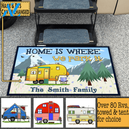 Home Is Where We Park It - Personalized Doormat