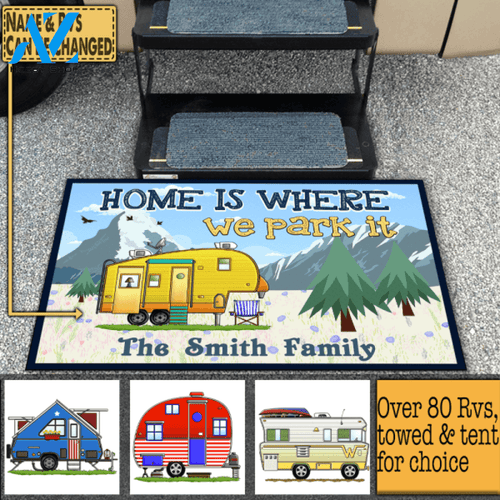 Home Is Where We Park It - Personalized Doormat