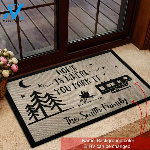 Home Is Where You Park It Customizable Camping Rubber Base Doormat