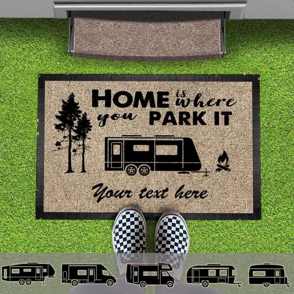 Home Is Where You Park It Doormat, Outdoor Mat RV Camper, Camping Gift