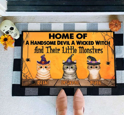 Home Of A Handsome Devil A Wicked Witch Cat Doormat, Cat Lover Gift