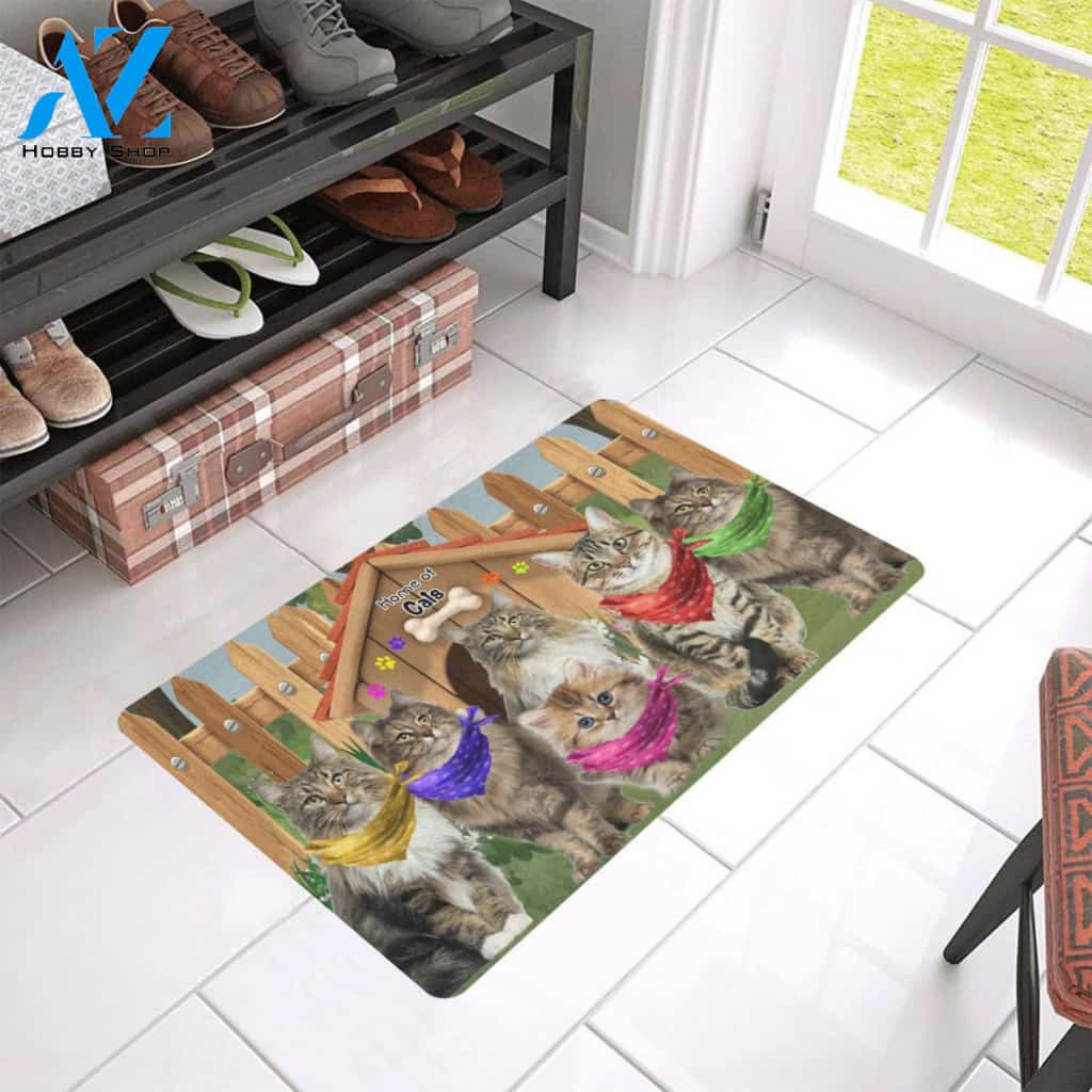 Home Of Cat Doormat, Gift For Cat lovers, Gift For Friend Family Home Decor Warm House Gift Welcome Mat