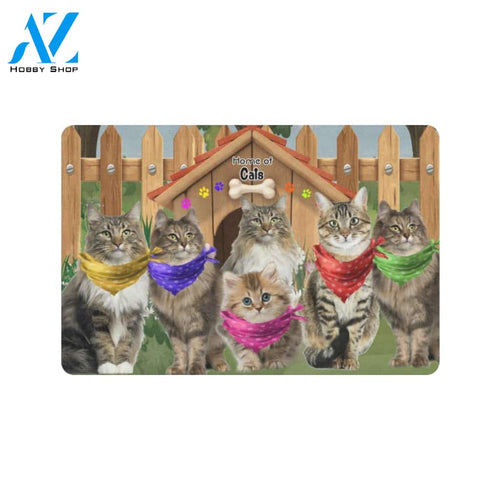Home Of Cat Doormat, Gift For Cat lovers, Gift For Friend Family Home Decor Warm House Gift Welcome Mat