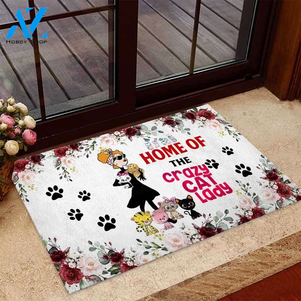 Home of the crazy cat lady Cat Doormat Welcome Mat House Warming Gift Home Decor Gift For Cat Lovers Funny Doormat Gift Idea