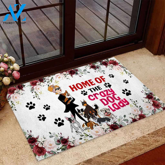Home of the crazy dog lady Dog Doormat | Welcome Mat | House Warming Gift