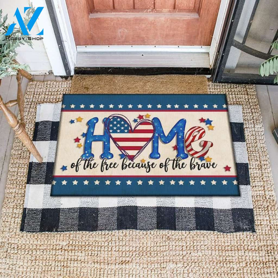 Home Of The Free Because Of The Brave 4th Of July Doormat, Patriotic Doormat, Freedom Doormat Welcome Mat House Warming Gift Home Decor Funny Doormat Gift Idea