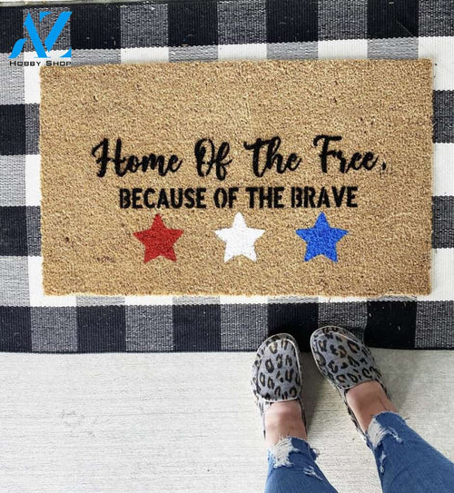 Home Of The Free, Because Of The Brave Doormat Welcome Mat House Warming Gift Home Decor Funny Doormat Gift Idea