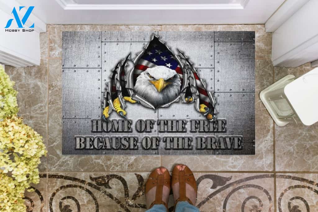 Home Of The Free Because Of The Brave Doormat Welcome Mat Housewarming Gift Home Decor Funny Doormat Gift Idea For Veteran Gift For Friend