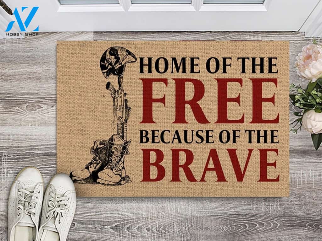 Home Of The Free Because Of The Brave Indoor and Outdoor Doormat Warm House Gift Welcome Mat Gift for Friend Birthday Gift
